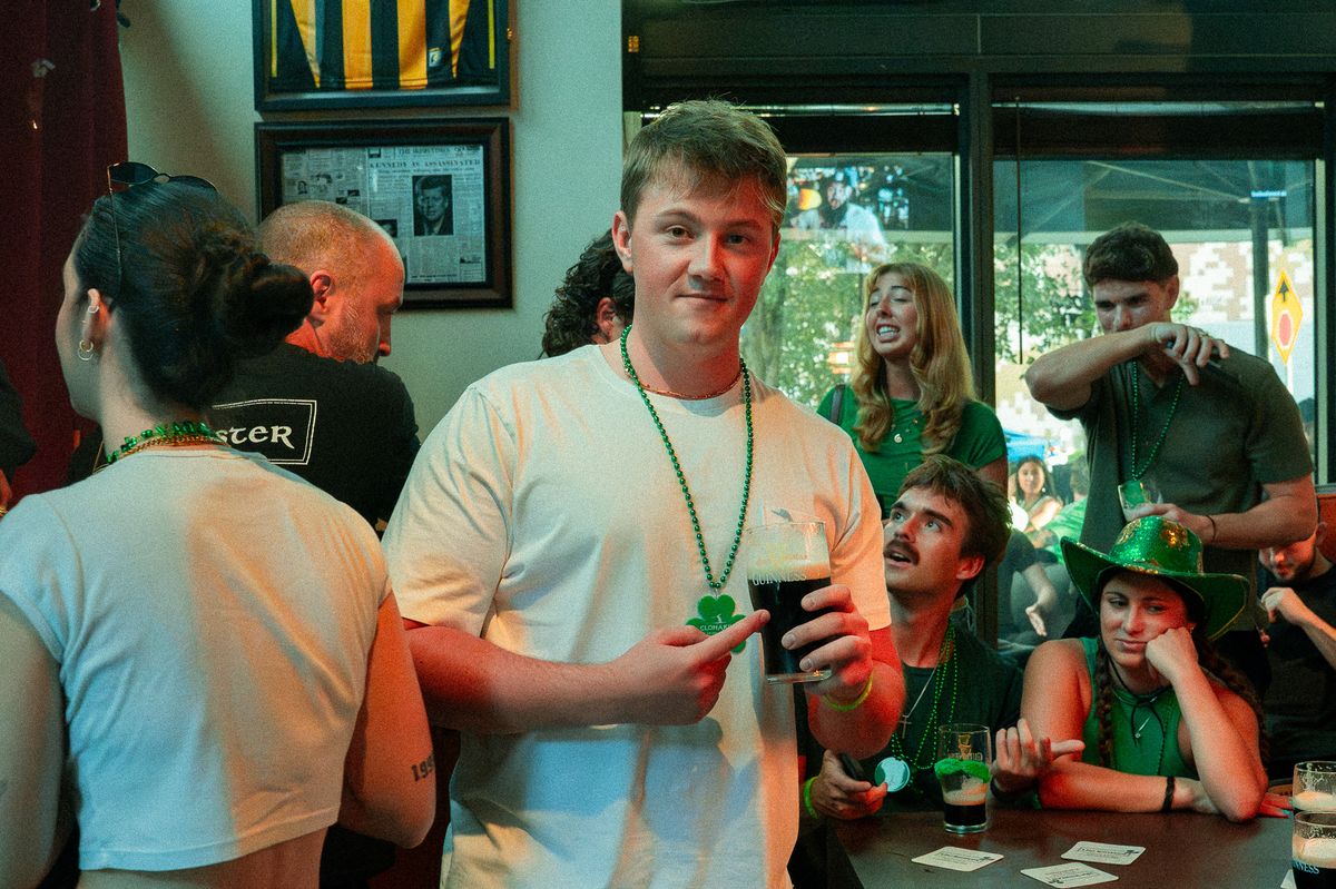 Night atmosphere at The Leinster during St. Patrick's Day 2026 celebrations